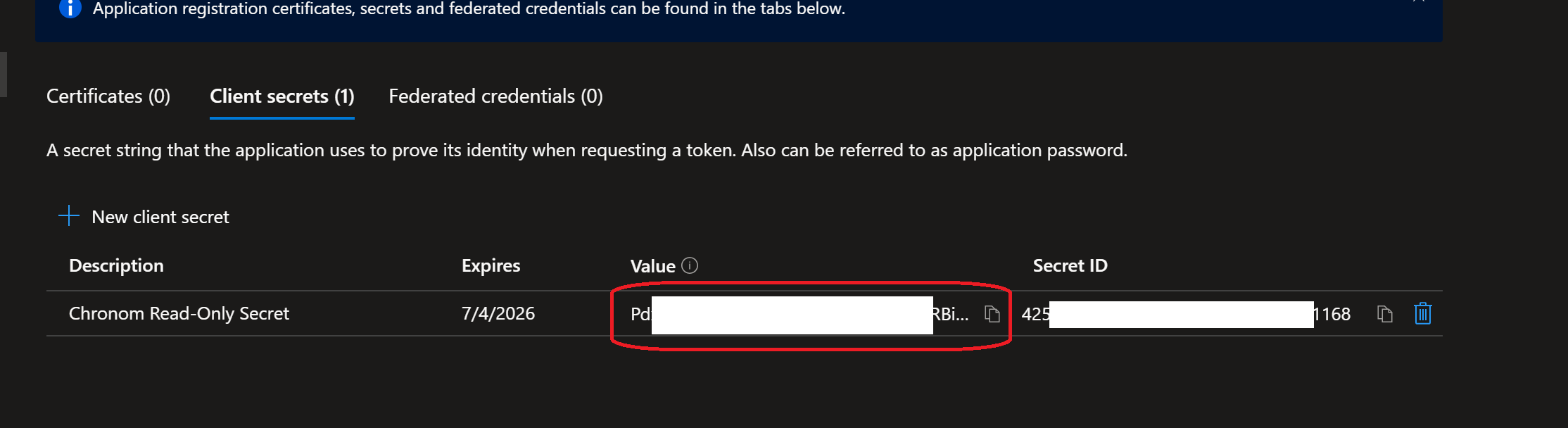 Client Secret Value
