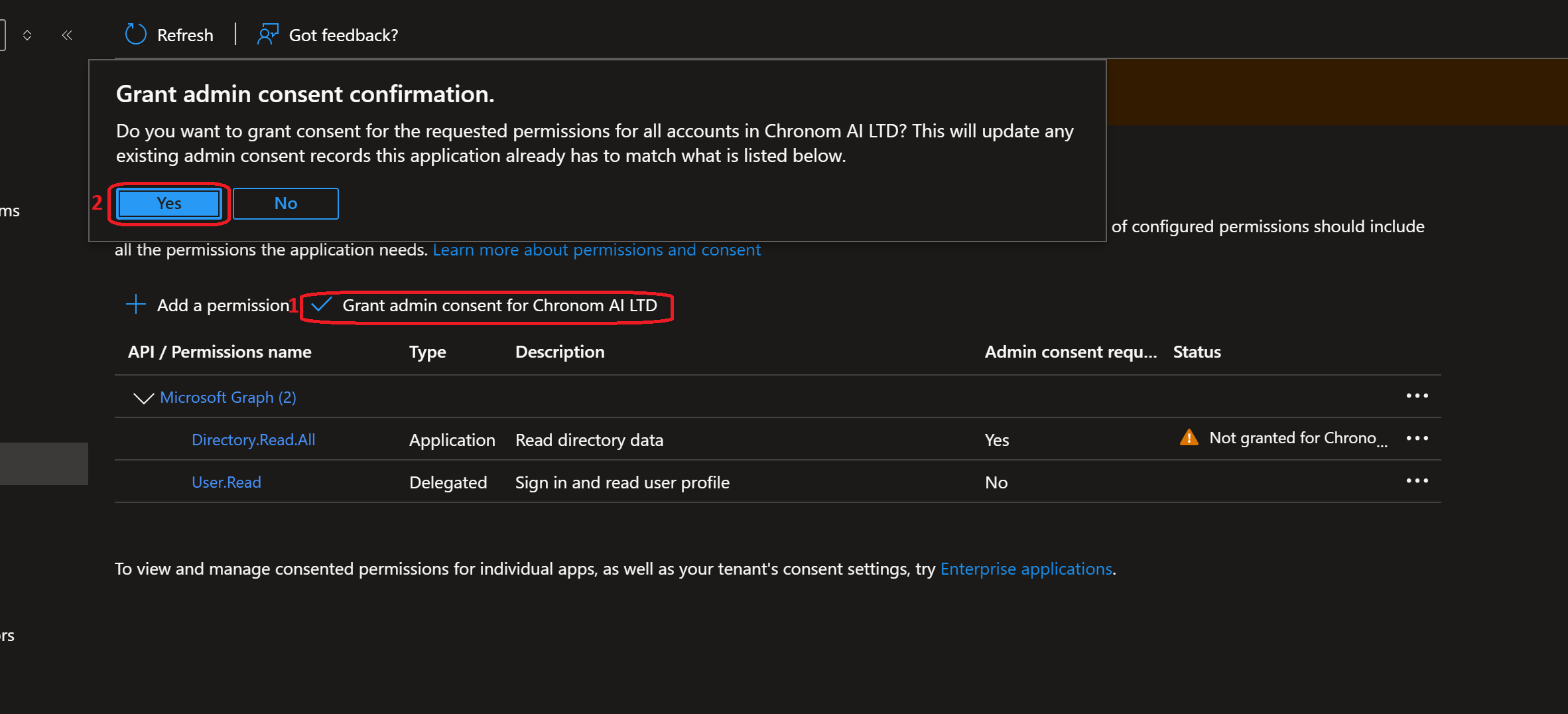 Grant Admin Consent