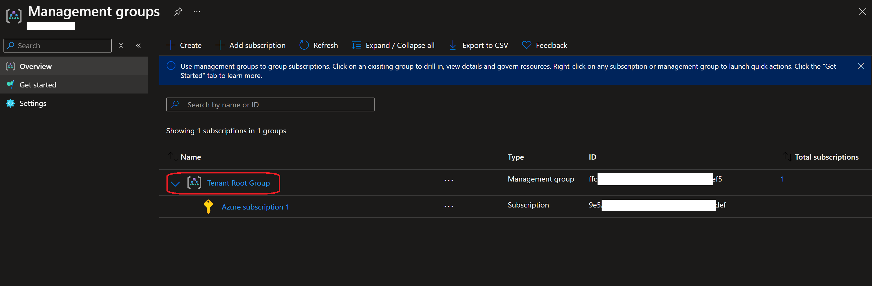 Select Tenant Root Group